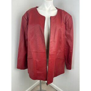 Maggie Barnes Plus Size Genuine Leather Jacket in Red 5X